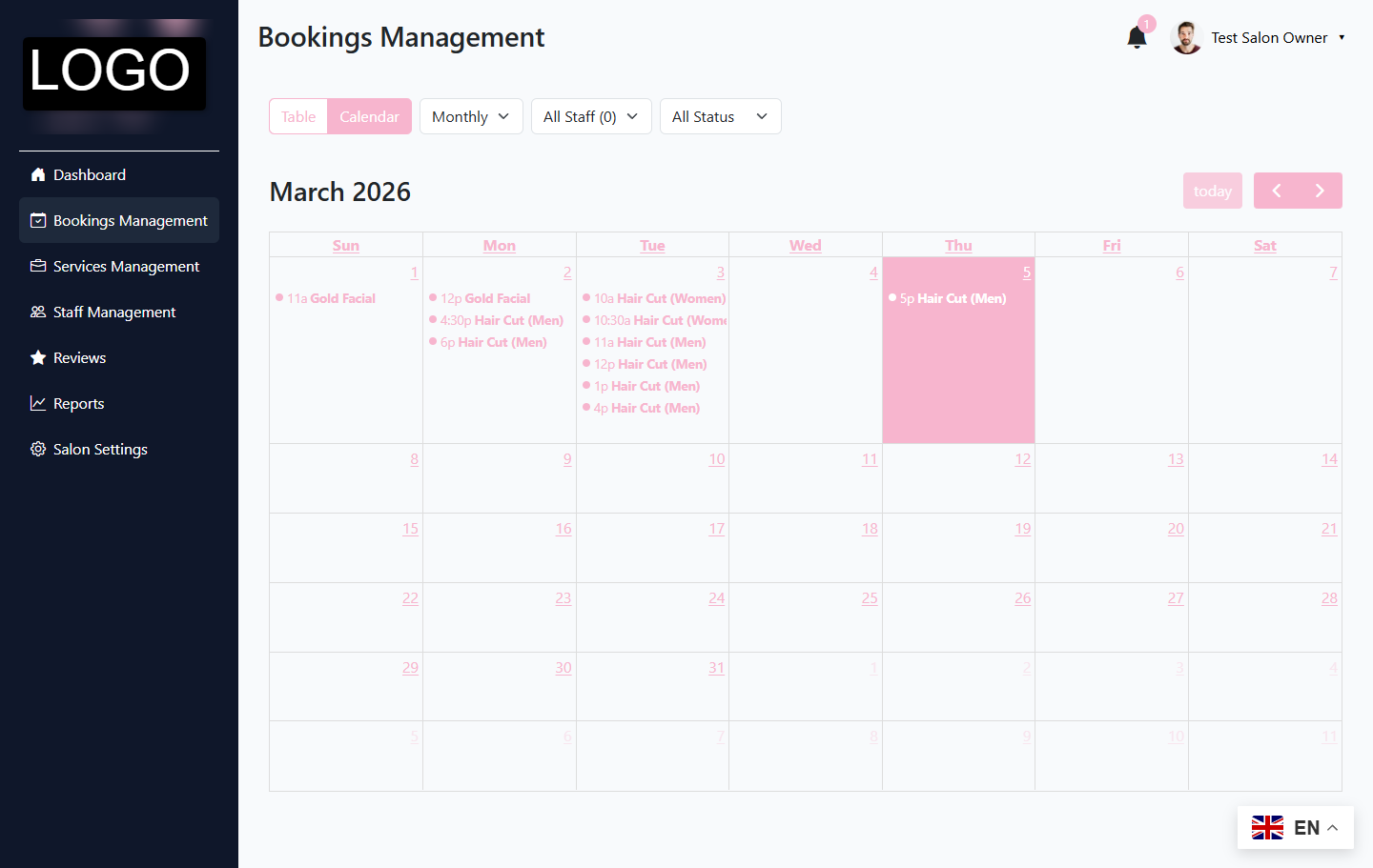 Salon Booking System